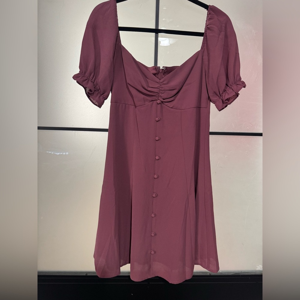 City Studio Mauve Button-Front Mini Dress